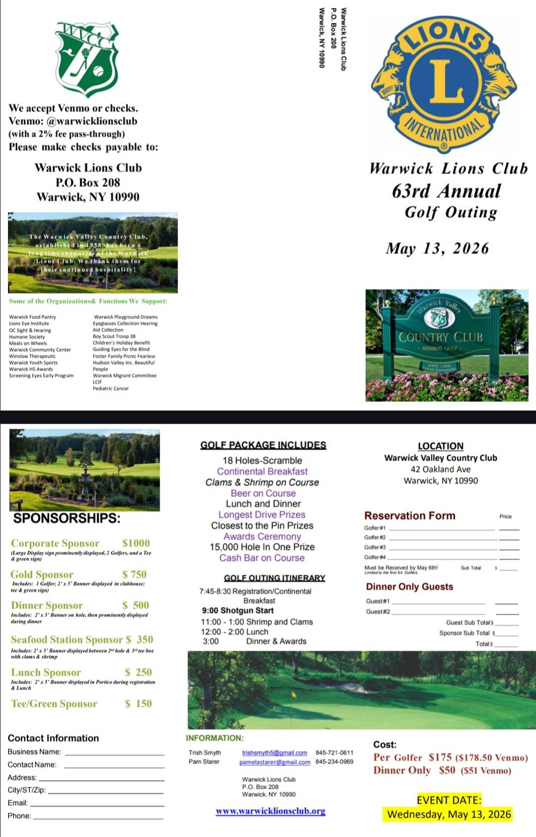 63rd Annual Golf Outing - May 13th