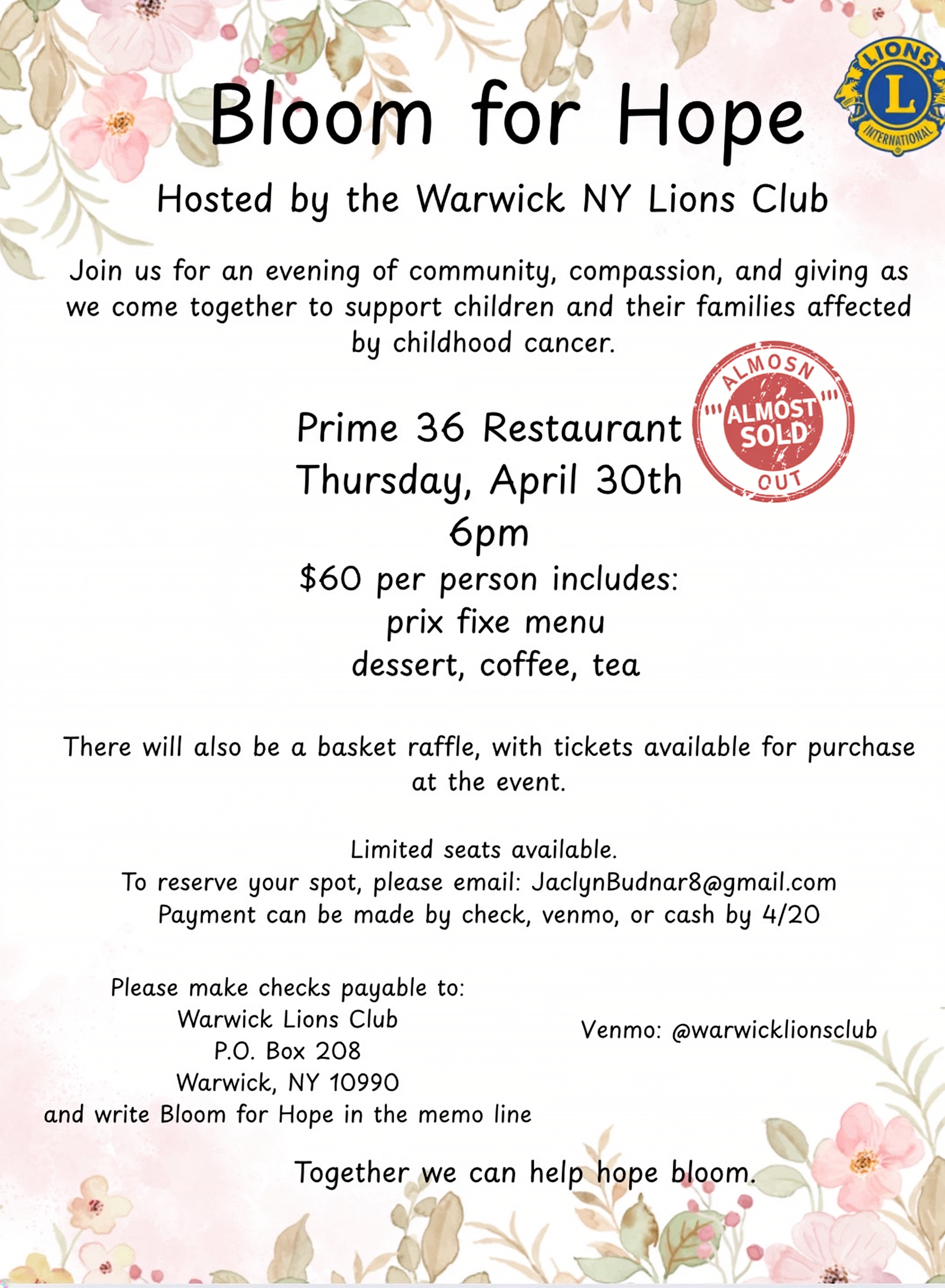 Bloom for Hope - April 30th